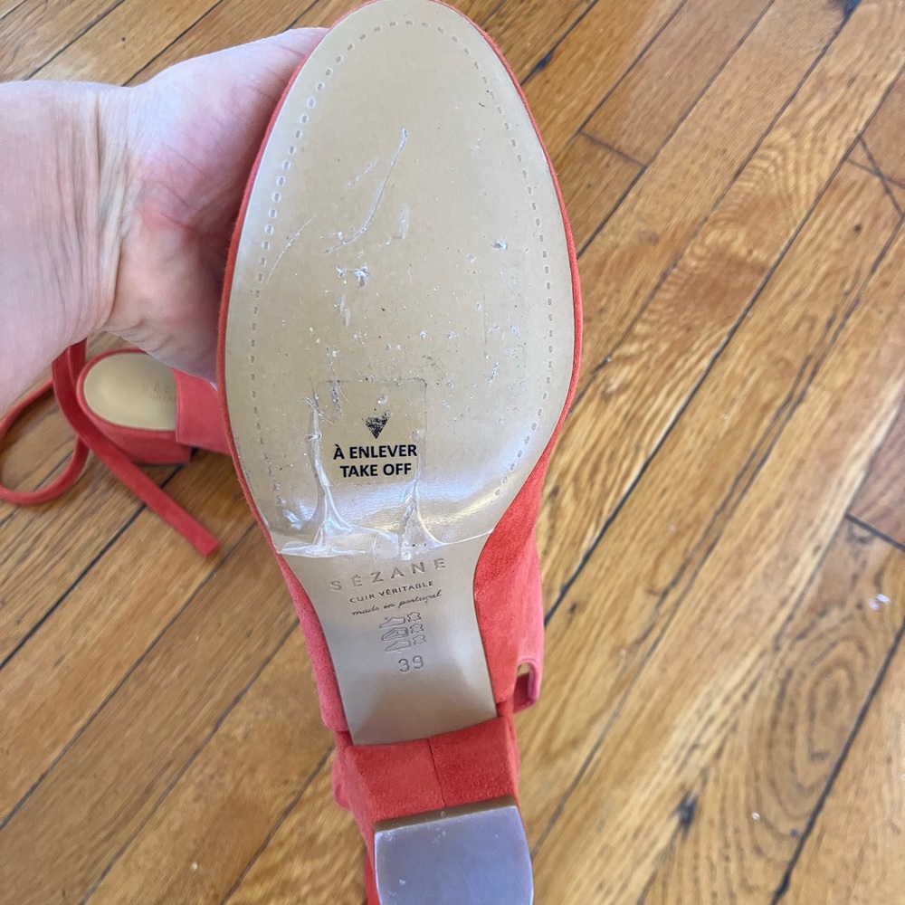 Sezane coral pumps with ballet ties size 8 NWOT - Picture 6 of 8